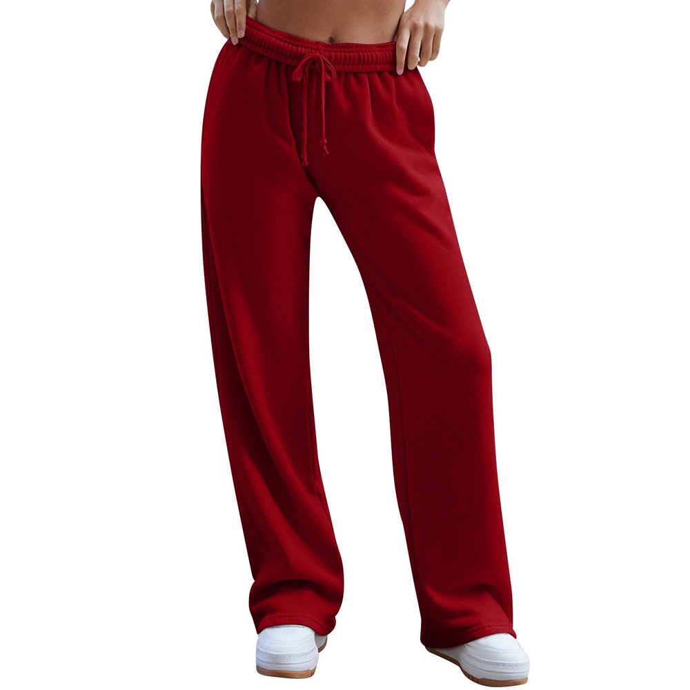 Baggy Wide Leg Sweatpants Women High Waisted Interior Drawstring Fleece Joggers with Pockets Comfy Lounge Sweat Pants Workout Jogging Pants Athletic Wide Leg Trousers Gym Pants Loose Cause Yoga Pants