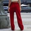 Baggy Wide Leg Sweatpants Women High Waisted Interior Drawstring Fleece Joggers with Pockets Comfy Lounge Sweat Pants Workout Jogging Pants Athletic Wide Leg Trousers Gym Pants Loose Cause Yoga Pants view 4