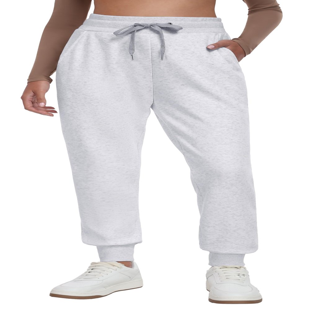 Heathyoga Fleece Lined Joggers for Women Thermal Sweatpants for Women Joggers with Pockets Workout Pants Running Pants White