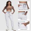 Heathyoga Fleece Lined Joggers for Women Thermal Sweatpants for Women Joggers with Pockets Workout Pants Running Pants White view 4