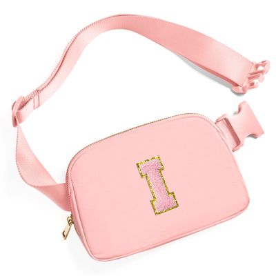 Gitus Customizable Belt Bag Fanny Pack for Girls Age 6-8 & 8-10 with Initial - Trendy Teen Girl Gifts (Light Pink-I)