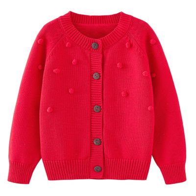 Baby Toddler Girls Boys Sweaters Warm Jacket Cotton Knit Cardigan Button Closure Coat Outwear 2 to 7 (Red, 4-5 Years)