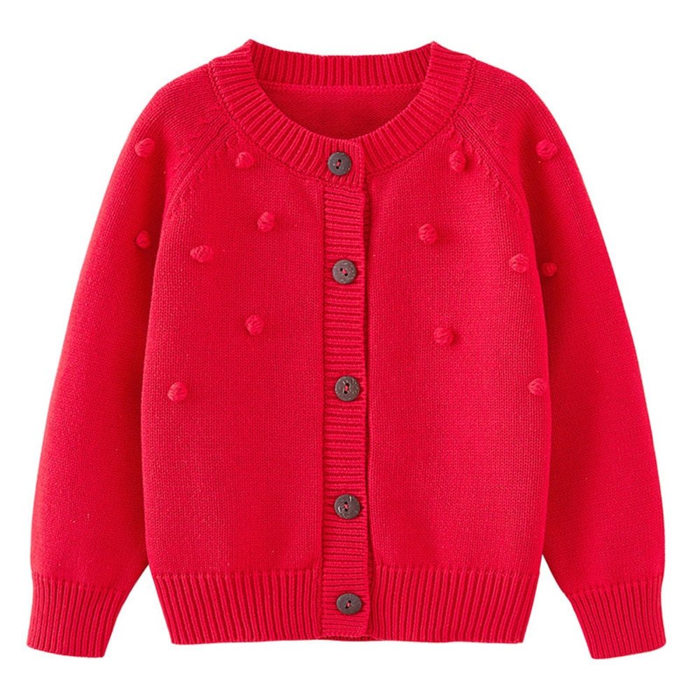 Baby Toddler Girls Boys Sweaters Warm Jacket Cotton Knit Cardigan Button Closure Coat Outwear 2 to 7 (Red, 4-5 Years)