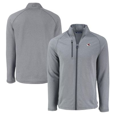 Cutter & Buck Men's Heather Gray Kansas City Chiefs Peshastin Eco Fleece Recycled Raglan Tri-Blend Full-Zip Jacket