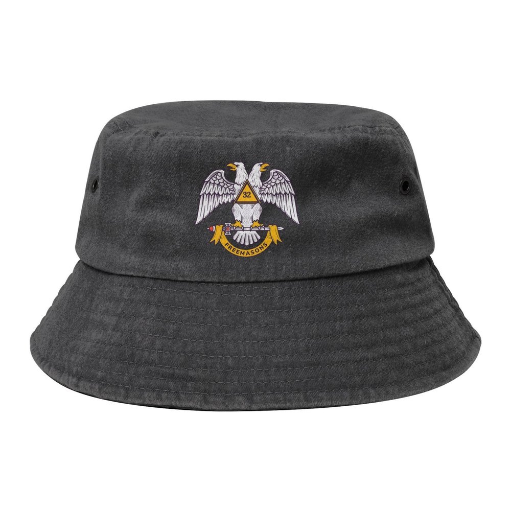 32nd Degree Masons Scottish Rite Bucket Hats Summer Fisherman Cap Demin Hat for Women Men Black