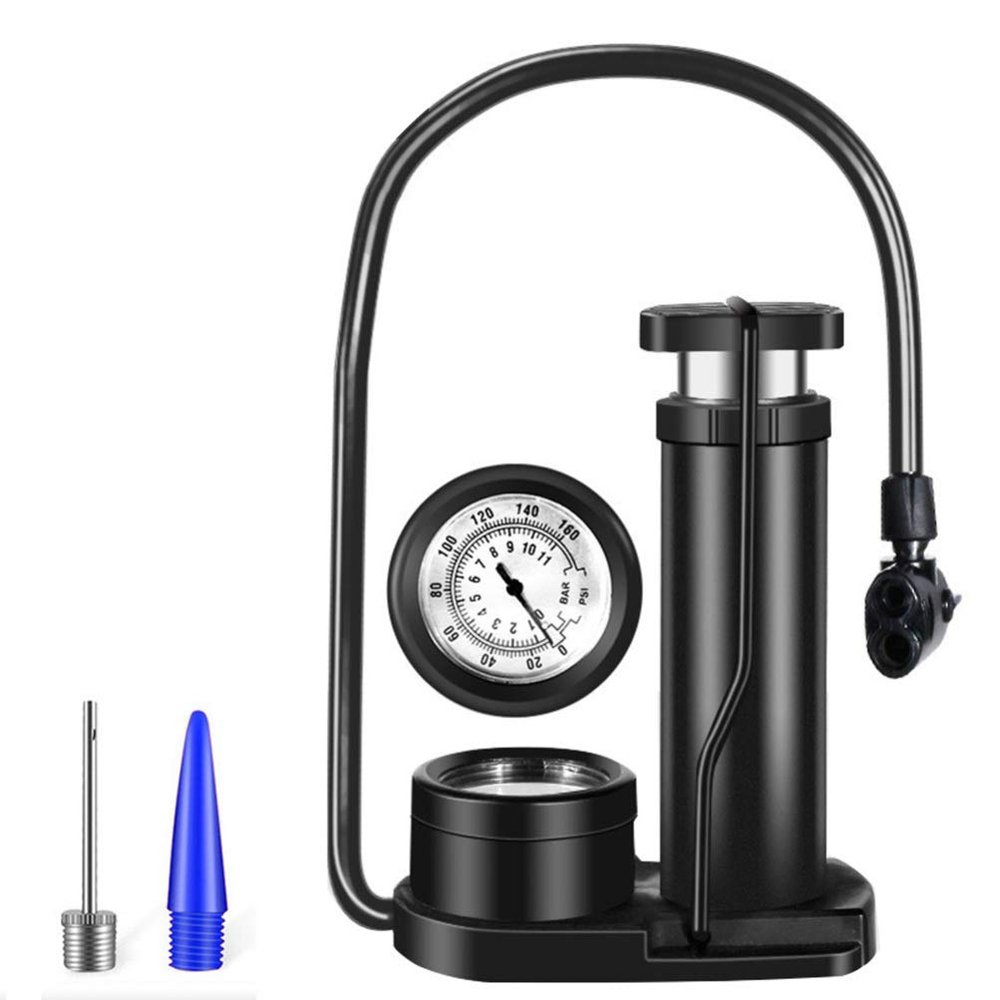 minkissy Mini Portable Bicycle Pump with Extra Sensitive Pressure Gauge - Bike Foot Pump with Gas Ball Needle for Bicycle Bike