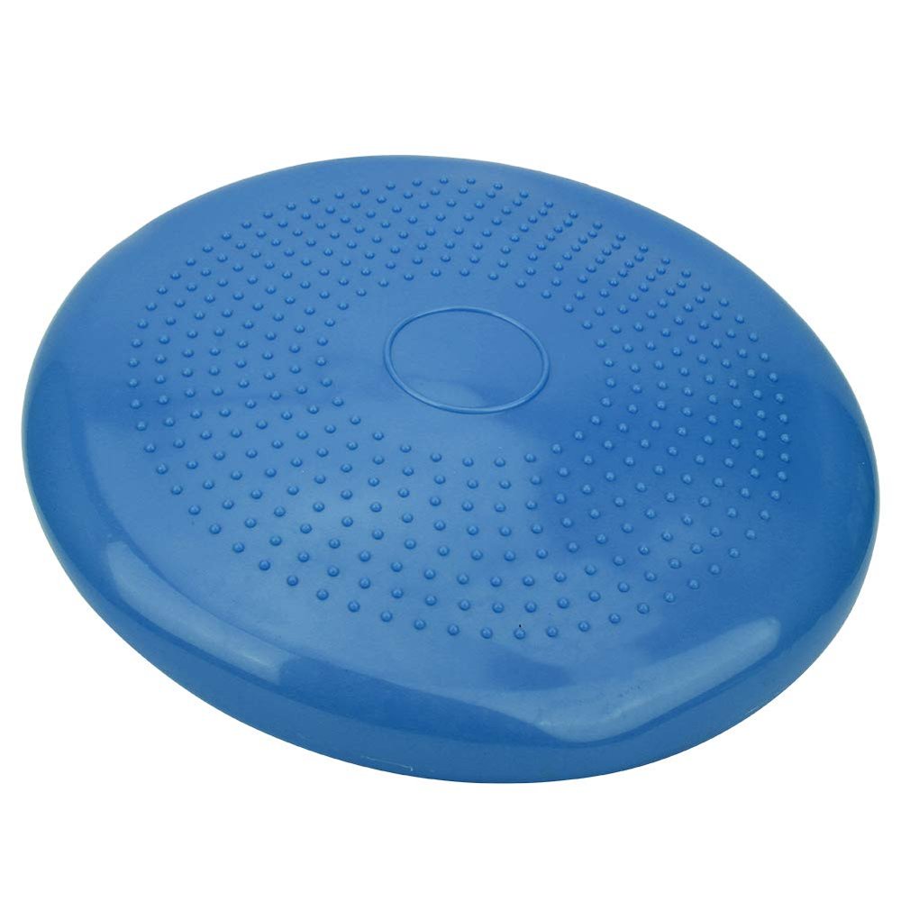 BONKZEBU Wobble Cushion Balance Disc, Relieve Neck and Back Pain, Exercise Core Stability, Inflated Wobble Cushion, for Yoga, ADHD, ASD Kids (Blue, Diameter 34cm)