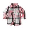 Boys Girls Plaid Shirt Jacket Long Sleeve Flannel Lapel Button Down Pocketed Shirts Regular Fit Casual (Pink, 7-8 Years)