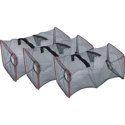 STOBOK 3pcs Crab and Minnow Fishing Net Folding Trap for Crawfish and Lobster Compact Design for Easy Storage and Transport