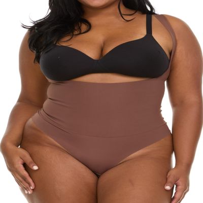 Shapewear Tummy Control Bodysuit for Women - Featherweight Scuba Suit Body Shaper for Snatched Waist, Sculpting & Slimming Compression - Open Bust Thong, Wear Your Own Bra - Nude (S)