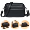 ALINUOYQ Crossbody Bag for Women Multi Pockets Handbag PU Leather Solid Hobo Bag Zipper Square Bag for Travel Shopping (Black) view 2