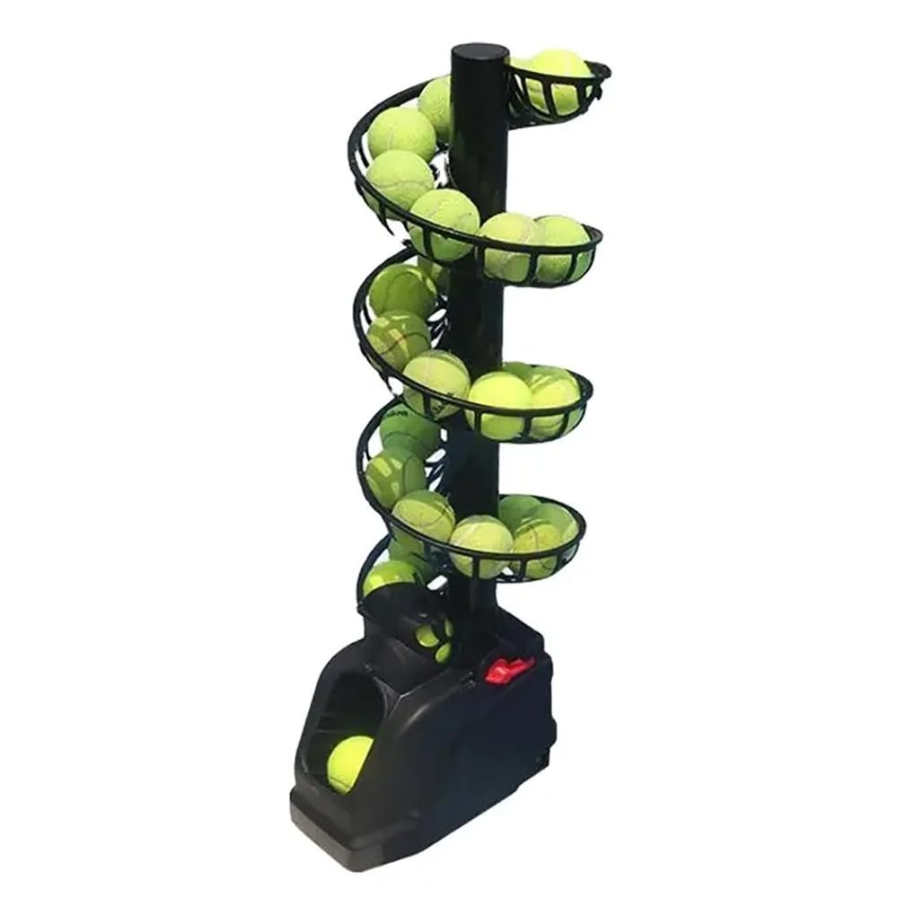 Tennis Ball Machine, Portable Tennis Ball Tosser, Tennis Ball Launcher with 4 Adjustable Levels and 2 Power Supply Methods, Can Hold Around 30 Balls, for Beginner Tennis Training