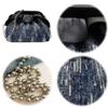 ALINUOYQ Denim Women Clutch Purse Sequin Handbag Chain Evening Bag Hobo Bag Wedding Party Bridal Purse (Black) view 1