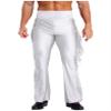 Sinleey Men High Waist Fringe Flared Pants Ballroom Dance Pants Modern Dance Pants Disco Trousers White Large