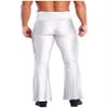 Sinleey Men High Waist Fringe Flared Pants Ballroom Dance Pants Modern Dance Pants Disco Trousers White Large view 2