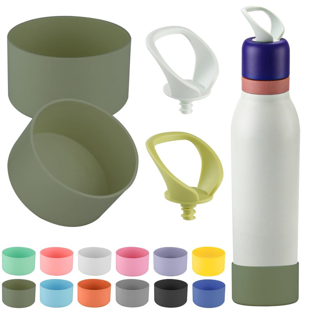 4pack Silicone Boot for Owala FreeSip Twist Water Bottle 24oz,Anti-Slip Bottom Protective for Owala FreeSip Twist (2+2 Military green)