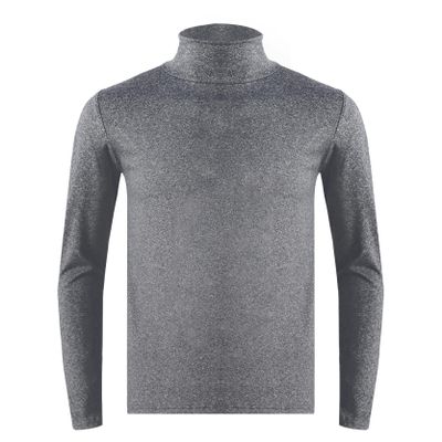 Jizyo Mens Thermal T Shirt Long Sleeve Turtleneck Pullover Sweater Undershirt Basic Top Causal Daily Wear Dark Gray 3X-Large