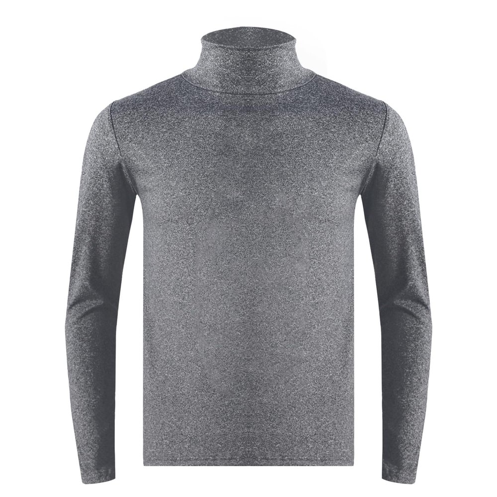Jizyo Mens Thermal T Shirt Long Sleeve Turtleneck Pullover Sweater Undershirt Basic Top Causal Daily Wear Dark Gray 3X-Large