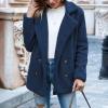 Womens Sherpa Jacket Trendy Lapel Collar Button Down Fuzzy Fleece Jacket Warm Teddy Bear Coat Casual Comfy Plush Outerwear Wool Jacket Vintage Sherpa Lined Pea Coat Soft Faux Fur Coat with Pockets view 2