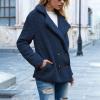 Womens Sherpa Jacket Trendy Lapel Collar Button Down Fuzzy Fleece Jacket Warm Teddy Bear Coat Casual Comfy Plush Outerwear Wool Jacket Vintage Sherpa Lined Pea Coat Soft Faux Fur Coat with Pockets view 3