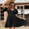 Zeagoo Summer Dresses 2026 Swing Cute Dresses for Womens Flare Swing Elegant Knee Length A-line V Neck Boho Swing Tunic Casual Tshirt Dress Floral Flowy Mini Dress Summer Black view 3