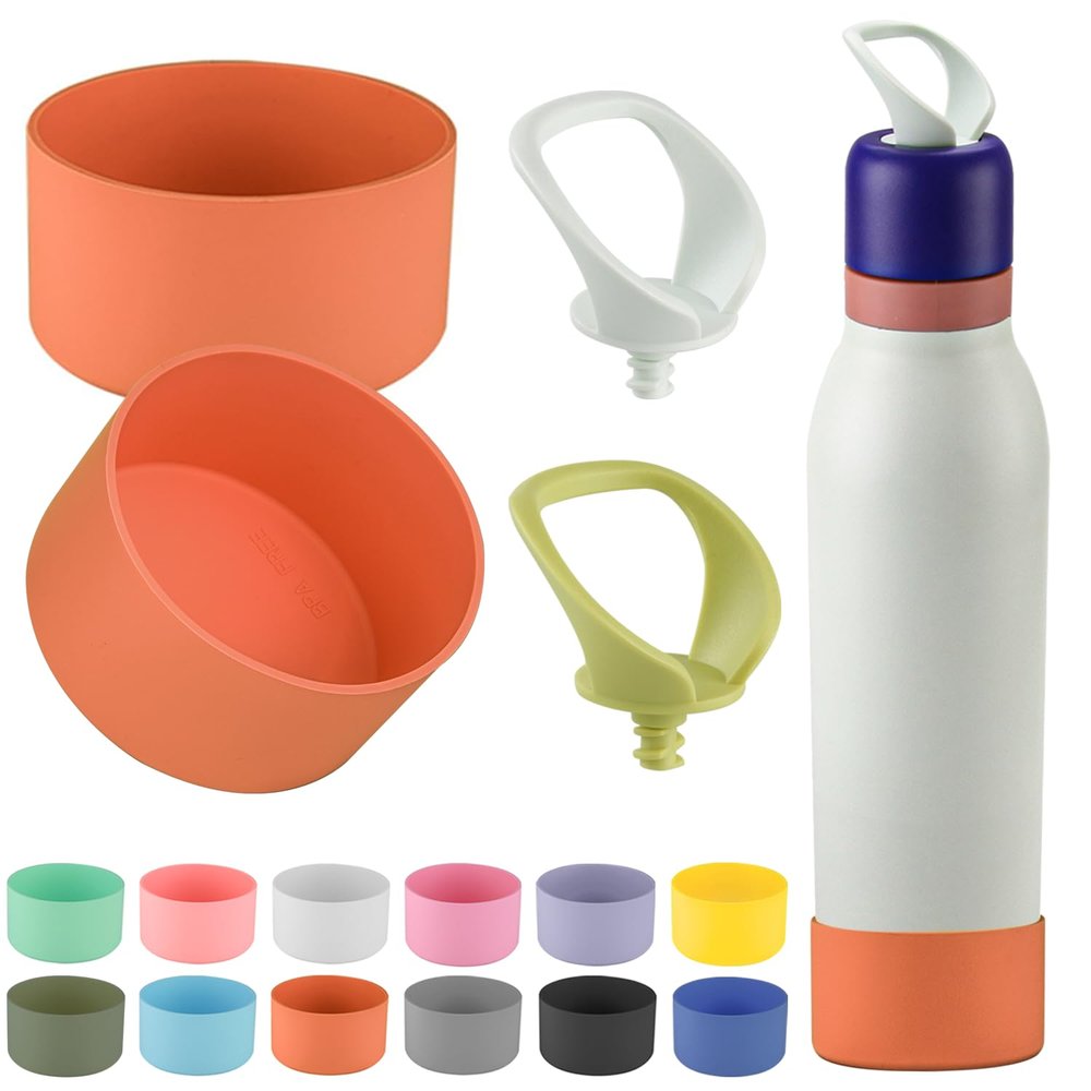 4 pcs Silicone Boot for Owala FreeSip Twist Water Bottle 24oz,Anti-Slip Bottom Protective for Owala FreeSip Twist (2+2 Orange)