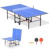 TIANTIANDIGITAL 8ft Medium Ping Pong Table Set, Foldable Ping Pong Table, Adjustable Legs and Rubber Suction Cups, Aluminum Frame, Folding Legs, 4 Wheels view 2