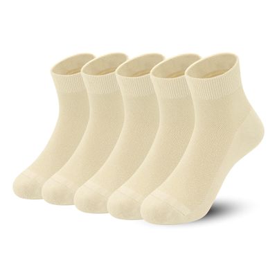 SERISIMPLE Kids Viscose Bamboo Above Ankle Socks Breathable Thin Summer Crew Comfortable Mesh Girls Boys Socks 5 Pairs (US, Alpha, X-Large, Regular, Off-white)