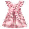 AGQT Baby Girls Plaid Dress Gingham Fly Sleeve Backless Summer Dresses Spring Smocked Birthday Easter Dresses Orange Red Size 12-18 Months view 1
