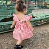 AGQT Baby Girls Plaid Dress Gingham Fly Sleeve Backless Summer Dresses Spring Smocked Birthday Easter Dresses Orange Red Size 12-18 Months view 2