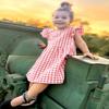 AGQT Baby Girls Plaid Dress Gingham Fly Sleeve Backless Summer Dresses Spring Smocked Birthday Easter Dresses Orange Red Size 12-18 Months view 3