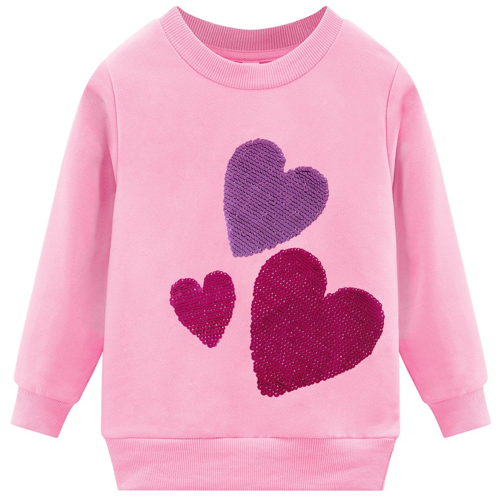 Akyzic Baby Girl Sweatshirt Heart Print Valentines Day Outfit Kids Sweaters Tops Pullover Toddler Long Sleeve Crewneck Heart Shirt 4t