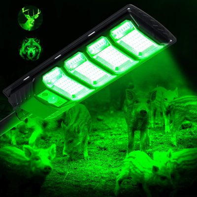 BINGLUX Hog Lights for Night Hunting - 12000LM Green Hunting Light for Hogs with Remote Control, Motion Sensor and Waterproof, Solar Powered Hog Feeder Light for Deer Coyote Varmint