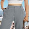 Feiersi Womens Casual Wide Leg Pants High Waisted Button Down Straight Long Trousers Palazzo Pants(Blue Gray,X-Large) view 2