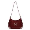 ALINUOYQ Y2K Shoulder Bag for Women Hobo Bag PU Leather Solid Crescent Bag Adjustable Strap Handbag for Travel Party Work (Wine Red) view 1