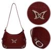 ALINUOYQ Y2K Shoulder Bag for Women Hobo Bag PU Leather Solid Crescent Bag Adjustable Strap Handbag for Travel Party Work (Wine Red) view 2