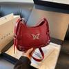 ALINUOYQ Y2K Shoulder Bag for Women Hobo Bag PU Leather Solid Crescent Bag Adjustable Strap Handbag for Travel Party Work (Wine Red) view 4