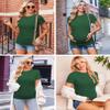 Ekouaer Short Sleeve Pregnancy Tops for Women Summer Side Ruched Maternity Shirt 3 Packs Black/Burgundy Red/Dark Green XL view 3