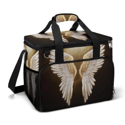 Portable Camping Cooler Pack,Angel Wing Print Reusable Lunch Pack,Outdoor Large Capacity Picnic Pack