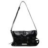 ALINUOYQ Women Shoulder Bag Double Belted Strap PU Leather Crossbody Bag Solid Color Hobo Bag Zipper Clutch Purse Travel Bag (Black)
