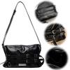 ALINUOYQ Women Shoulder Bag Double Belted Strap PU Leather Crossbody Bag Solid Color Hobo Bag Zipper Clutch Purse Travel Bag (Black) view 3