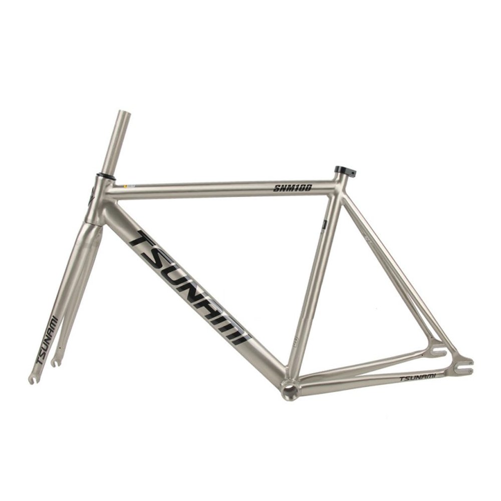 BSFHQS 700C Fixed Gear Bike Frameset 49CM 52CM 55CM 58CM Aluminum Alloy Racing Track Bike Frame C Brake Bike Frame Quick Release Frame 100/120mm QR(Brushed Silver,58cm)