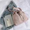 ALINUOYQ Women Stylish Crossbody Bag Large Capacity Nylon Drawstring Bucket Bag Lightweight Commuting Bag Adjustable Strap Multi-pockets for Outdoor Travel (Pink) view 3