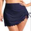 Dokotoo Women Oversized Swimskirt Bottom Swimming Shorts Skirt Stretchy High Waisted Tankini Bottoms for Women Tummy Control Bikini with Skirt Bottom Swimwear XL Navy Blue view 1