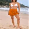 Dokotoo Swimming Shorts Skirt Women Swimskirt Bottoms High Waisted Swim Skirt Shorts Sport Skorts Tummy Control Swimsuit Bathing Suit Swim Tankini Bottoms for Women Boardshorts Swimwear 2XL Orange view 2