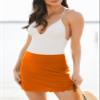 Dokotoo Swimming Shorts Skirt Women Swimskirt Bottoms High Waisted Swim Skirt Shorts Sport Skorts Tummy Control Swimsuit Bathing Suit Swim Tankini Bottoms for Women Boardshorts Swimwear 2XL Orange view 3
