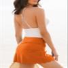 Dokotoo Swimming Shorts Skirt Women Swimskirt Bottoms High Waisted Swim Skirt Shorts Sport Skorts Tummy Control Swimsuit Bathing Suit Swim Tankini Bottoms for Women Boardshorts Swimwear 2XL Orange view 4