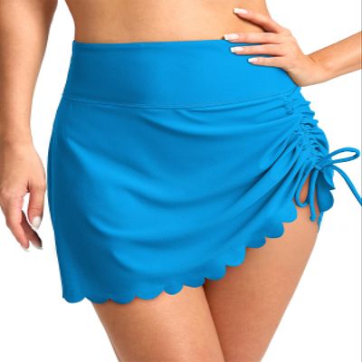 Dokotoo Womens High Waisted Swim Skirt Bottom Shorts Swim Dress Sport Skorts with Panty Bathing Suit Bottoms for Women Tummy Control Tankini Bottoms Swimwear M Light Blue