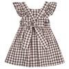 AGQT Baby Girls Plaid Dress Gingham Fly Sleeve Backless Summer Dresses Spring Smocked Birthday Easter Dresses Dark Khaki Size 6-12 Months view 1