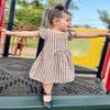 AGQT Baby Girls Plaid Dress Gingham Fly Sleeve Backless Summer Dresses Spring Smocked Birthday Easter Dresses Dark Khaki Size 6-12 Months view 3